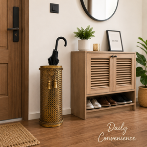 Porte-parapluie décoratif en laiton perforé fait main, support de parapluie de luxe pour entrée, rangement de cannes pour maison, bureau et hôtel - Product Image 2