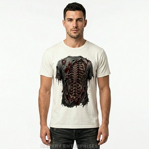 Camiseta Vintage Roja con Lavado Ácido para Hombre, Diseño Gráfico Personalizado de Leñador Zombi, Estilo Urbano, Acabado Desgastado, Fabricante - Product Image 6