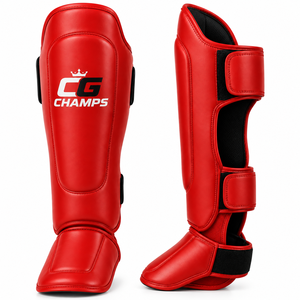 Protector de Espinilleras de Cuero Rosa Ajustable con Logotipo Personalizado al por Mayor para Entrenamiento de Muay Thai y Kickboxing - Product Image 4