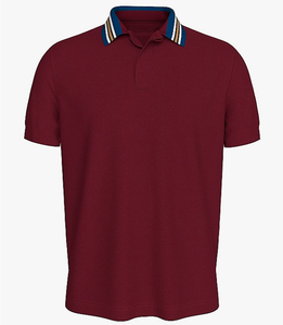 Vente directe usine – Polo homme à col contrastant, logo personnalisé imprimé, en coton doux et respirant, manches courtes, tricot uni - Product Image 6