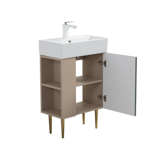 Étagère ouverte de 21,6 po à gauche, verte, 24V06 21LVL, uniquement pour les meubles-lavabos de salle de bain - Product Image 6