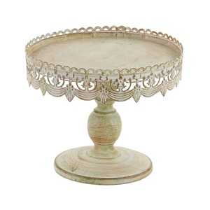 Round <b>Marble</b> <b>Cake</b> <b>Stand</b> With Flower Edge Handmade Stone Pedestal Base - Product Image 4
