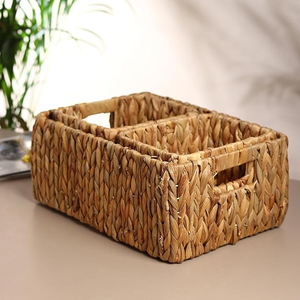Premium Quality Handwoven <b>Storage</b> <b>Baskets</b> Water Hyacinth Wicker <b>Baskets</b> For Organizing Set of 3 (1PC <b>Large</b>, 2PCS Medium) Natural - Product Image 1