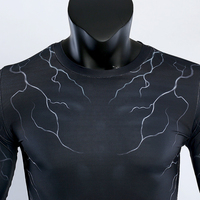 Chemise de sport pour homme à manches longues noire, impression par sublimation, séchage rapide, spandex, polyester, disponible pour la vente