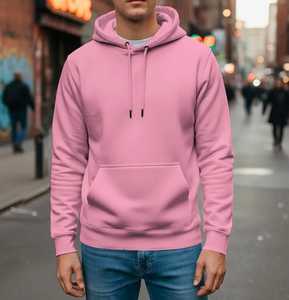 Sudadera con Capucha Rosa Sólida para Hombre, Corte Regular, Informal, de Forro Polar, Manga Larga, 100% Algodón, ODM - Product Image 3