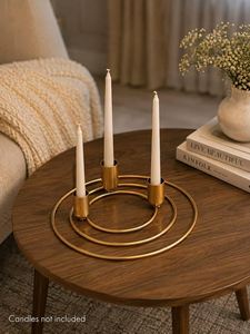 Candelabro de Hierro Artesanal con Tres Brazos y Diseño de Anillo Moderno, Decoración para el Hogar, Metal Duradero, Hecho a Mano, Impresión Personalizable - Product Image 1