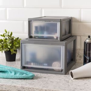 6 Qt Plastic Storage <b>Drawers</b> <b>Under</b> <b>Bed</b> Bins Stackable Modular 5-Pack - Product Image 2