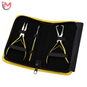 Professional Gold Stainless Steel Strong Hold Clip-On Hair Extension Pliers Tool Kit Leather Pouch <b>Needle</b> OEM - Product Image 1