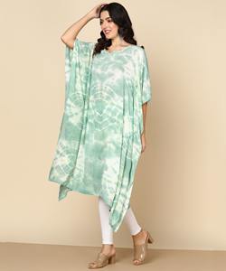 High Quality Designer Rayon <b>Kaftan</b> Tie Dyed <b>Summer</b> Daily Wear Regular Fit Sweetheart neck at Best Price by Supplier - Product Image 2