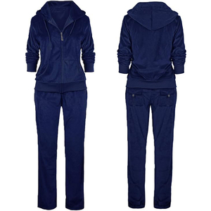 Stand Collar Tracksuit Women Cotton Polyester Blend Full Zip Jacket <b>Jogger</b> Pants Side Pockets Casual Lounge Set - Product Image 2