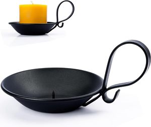 Portavelas de Hierro Negro Mate, Hecho a Mano, Ecológico, Duradero, con Asa y Púas de Seguridad, Decoración para el Hogar, Diwali - Product Image 1