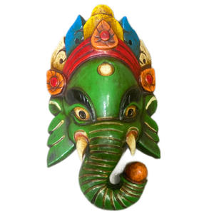 Máscara de Lord Ganesh Tallada a Mano en Madera de Pino para Colgar en la Pared, Regalo de Año Nuevo Asthamangal y Modelos de Artesanía VM 025-030 - Product Image 1