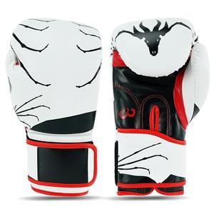 Guantes de Boxeo Blancos con Diseño de Líneas Negras, Cierre de Velcro, para Entrenamiento de Adultos - Product Image 5
