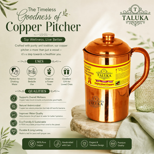 Indian Manufacturer 50 OZ Copper Water Pitcher Jug Handmade Drinkware For Drinking Water Kitchen Hotel Restaurant Home - Product Image 3