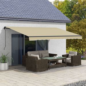 Tenda da Sole Retrattile Beige 16 X 10, 280gsm Resistente ai Raggi UV, Riparo Parasole per Terrazza, Balcone, Giardino - Product Image 2
