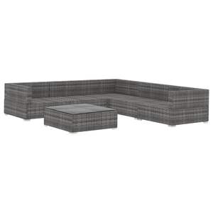Ensemble de 6 grands salons de jardin modulaires en rotin PE gris - Product Image 3
