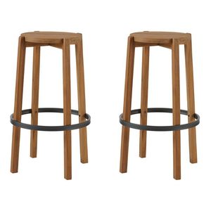 Modern <b>Wood</b> Backless Bar <b>Stool</b> 29" H with Black Foot Ring 2 Pack - Product Image 3