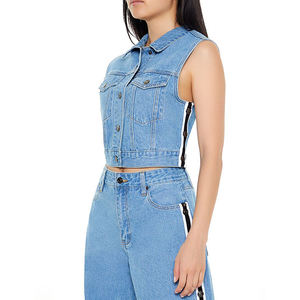 เสื้อแจ็คเก็ตแขนกุดผู้หญิงผ้าฝ้าย 100% ยืดได้ หลายกระเป๋า ลายวินเทอร์ดีไซน์แบบแอซิดวอช - Product Image 5