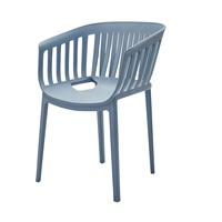 Chaise de salle à manger contemporaine en plastique à dossier à lattes, élégante, pour intérieur et extérieur, idéale pour hôtels et écoles
