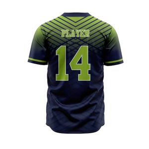 Camiseta de Béisbol Personalizable con Rayas Verde Marino, Impresión Sublimada, Poliéster que Absorbe la Humedad, Uniforme para Hombre Adulto, Equipo 14 - Product Image 3