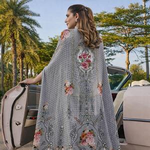 Caftán Musulmán Gris con Adornos, Conjunto de Capa para Mujer, Ropa Islámica, Abaya Marroquí, Vestido de Fiesta de Boda, Vestido Largo Recto - Product Image 2