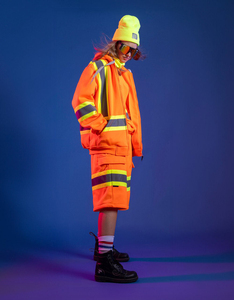 Orange Reflective Safety Hoodie Full Zip High Visibility <b>Worker</b> <b>Jacket</b> Polyester Protective Workwear OEM Custom Logo - Product Image 4