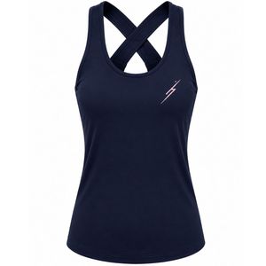 Camiseta Deportiva Azul Marino para Mujer, Espalda Cruzada, Sin Mangas, Absorbe la Humedad, para Yoga, Gimnasio, Fitness, Running, Deportes, Personalizable OEM - Product Image 1