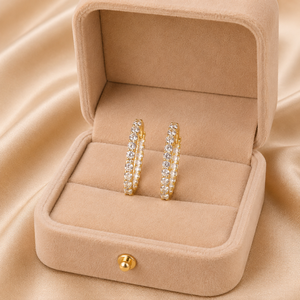 10K Gold Lab Grown Diamond Hoop <b>Earrings</b> | Eternity Hoops | VVS-VS Clarity <b>3mm</b> Modern Luxury Fine Jewelry Anniversary For Women - Product Image 4