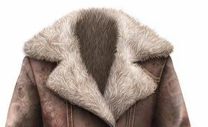Blouson aviateur en cuir véritable pour homme avec doublure en fausse fourrure coupe-vent style moto fermeture éclair - Product Image 2