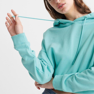 Sweat à capuche décontracté pour femme, coupe courte, en molleton, à manches longues, avec logo personnalisé sur le devant, idéal pour l'hiver et la gym, de haute qualité - Product Image 6