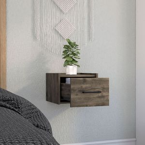 Comodino Sospeso Marrone Scuro con Cassetto Singolo e Maniglia, Tavolino da Parete e Tavolino Laterale per Camera da Letto - Product Image 4