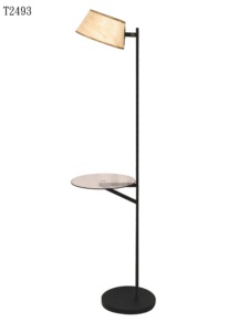 Modern metal Floor lamp E26/ E27 with fabric lampshade and glass <b>tray</b>, on/off switch for for hotels bedrooms living room - Product Image 5