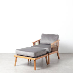 Sillón Reclinable Ergonómico de Primera Calidad con Acabado en Madera de Teca, Asiento de Tela Ecológica con Función de Masaje para Apartamento y Hogar - Product Image 1