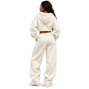 Custom Logo OEM <b>Women</b> 400GSM Heavyweight <b>Fleece</b> Tracksuit 2 Piece Set Oversized Hoodie <b>Jogger</b> Wholesale Manufacturer - Product Image 2