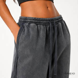 Pantalon de jogging polaire large pour femme, taille mi-haute élastique, couleur unie, étoile brodée, personnalisable, décontracté, pour l'hiver - Product Image 4