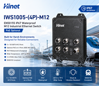 Switch Ethernet Industrial Hi-Net IWS1005-M12 EN50155 IP67 de 5 Puertos M12 con PoE Opcional de 4 Puertos