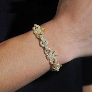 Bracelet gourmette cubaine de luxe en or, entièrement serti de moissanite VVS1, bijoux hip-hop, chaîne de poignet tendance pour homme - Product Image 2