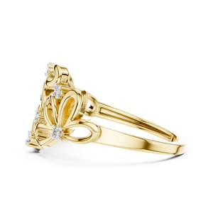 Bagues de mariage en or jaune 14K 18K avec diamants de laboratoire taille brillant rondes et grappe florale, Fabricant de bijoux fins en gros - Product Image 5