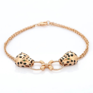 NOVA Women's 18K <b>Solid</b> <b>Gold</b> Emerald & Diamond Panther Bracelet Vintage Statement Design - Product Image 1