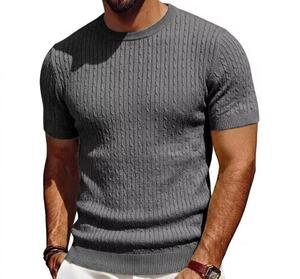 <b>Men's</b> Short Sleeve O-Neck Knitted Sweater <b>Animal</b> Print Sequin Embroidery Regular Fit Casual 100% Cotton Breathable Regular - Product Image 6