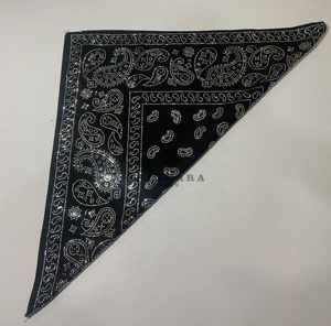 Rhinestone Paisley Print Bandana Black 27x27inch Polyester Unisex Street Style Decorative Head Wrap Scarf - Product Image 2