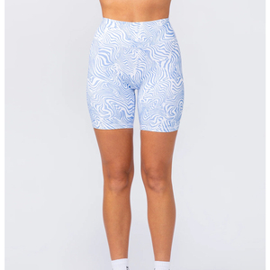 Shorts de yoga pour femme 2026, style le plus récent, respirants, sans taille haute, côtelés, contraste blanc et bleu, fabriqués au Pakistan par un fournisseur de qualité - Product Image 1