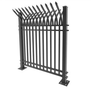Panel de Cerca Metálica con Recubrimiento de Polvo Negro, Doble Punta en Forma de Lanza, Puerta de Seguridad, Valla de Seguridad Moderna y Duradera para Exteriores - Product Image 1