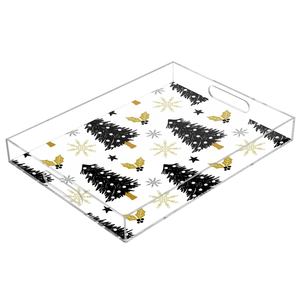 Best Quality Printed Acrylic Serving Storage Tray For Serving Beverages Snack Breakfast Chic Organizer Platter For <b>Coffee</b> <b>Table</b> - Product Image 2