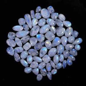 Piedras Preciosas MAHNAJ, Piedras Sueltas de Piedra Lunar Arcoíris Natural, Formas Mixtas, Azul Iridiscente Pulido, para Joyería - Product Image 5