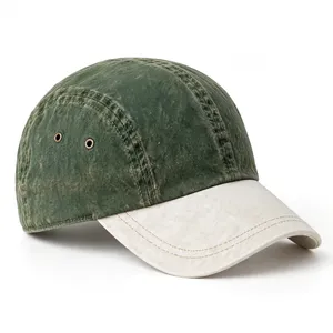 Casquette de baseball 6 panneaux en jean vert pour femme, respirante, imperméable, imprimée par transfert thermique, décontractée, avec œillets et fermeture à boucle métallique - Product Image 4
