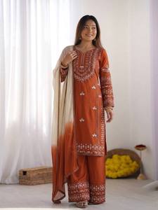 Women Embroidered <b>Top</b>&bottom Set With Full Heavy <b>Sequin</b> Work Ankle Length Loose Fit Traditional Indian Pakistani Clothing - Product Image 3