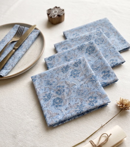 Serviettes en coton imprimées à la main en gros, motif floral, réutilisables, pour dîner, décoration de table de ferme, linge de cuisine bohème - Product Image 4