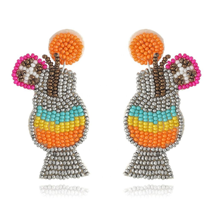 New Design Hand-embroidered Bohemian Glass Fruit <b>Cup</b> Cactus Sunflower Pendant Drop Earrings for Women Gift - Product Image 3