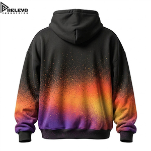 Sudadera con Capucha de Forro Polar Sublimada Personalizada al por Mayor, Sudadera Unisex con Estampado de Pintura en Aerosol Efecto Atardecer y Cordón Ajustable - Product Image 2